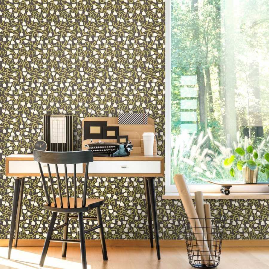 Ohpopsi Glasshouse Tiny Tulip GHS50140W Wallpaper - Midnight