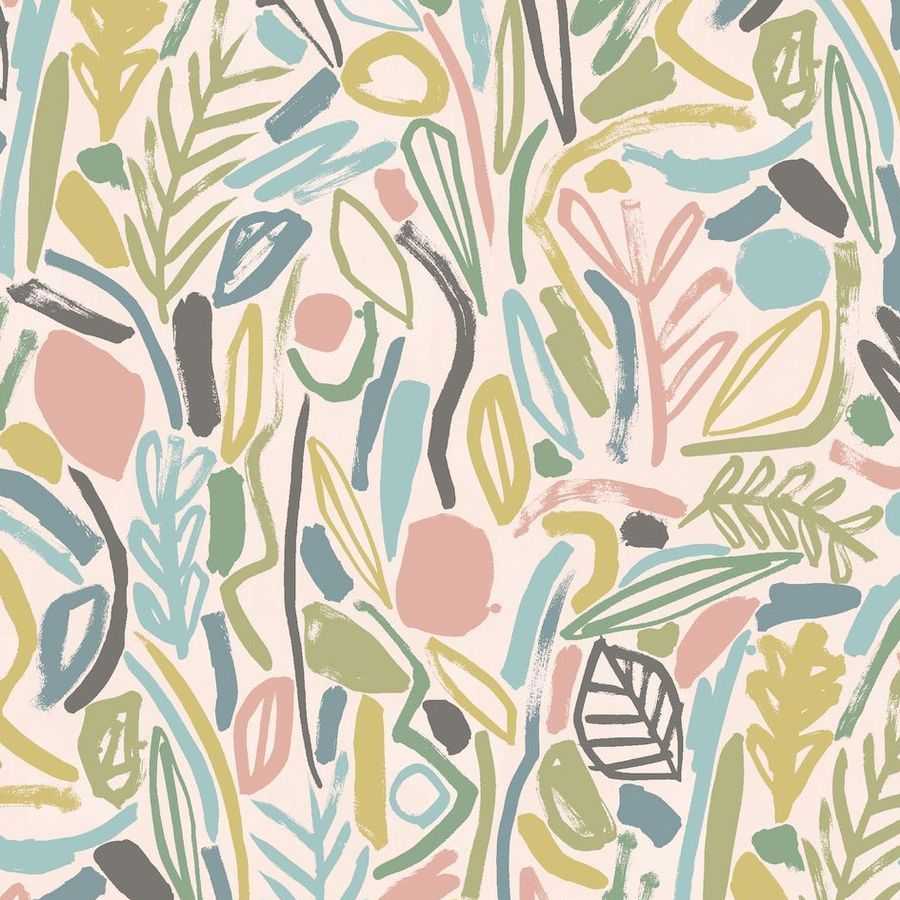 Ohpopsi Glasshouse Verdure GHS50147W Wallpaper - Blush & Petrol