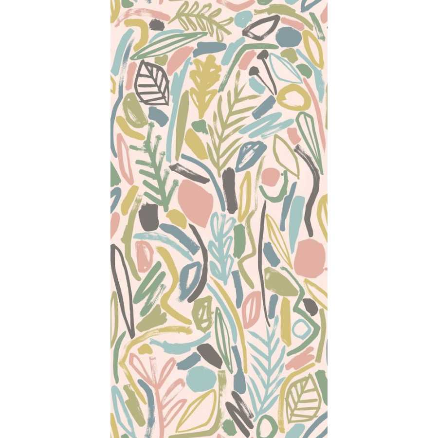 Ohpopsi Glasshouse Verdure GHS50147W Wallpaper - Blush & Petrol