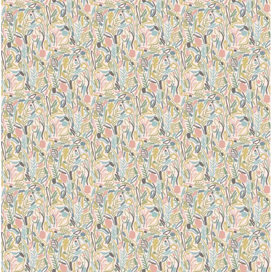 Ohpopsi Glasshouse Verdure GHS50147W Wallpaper - Blush & Petrol