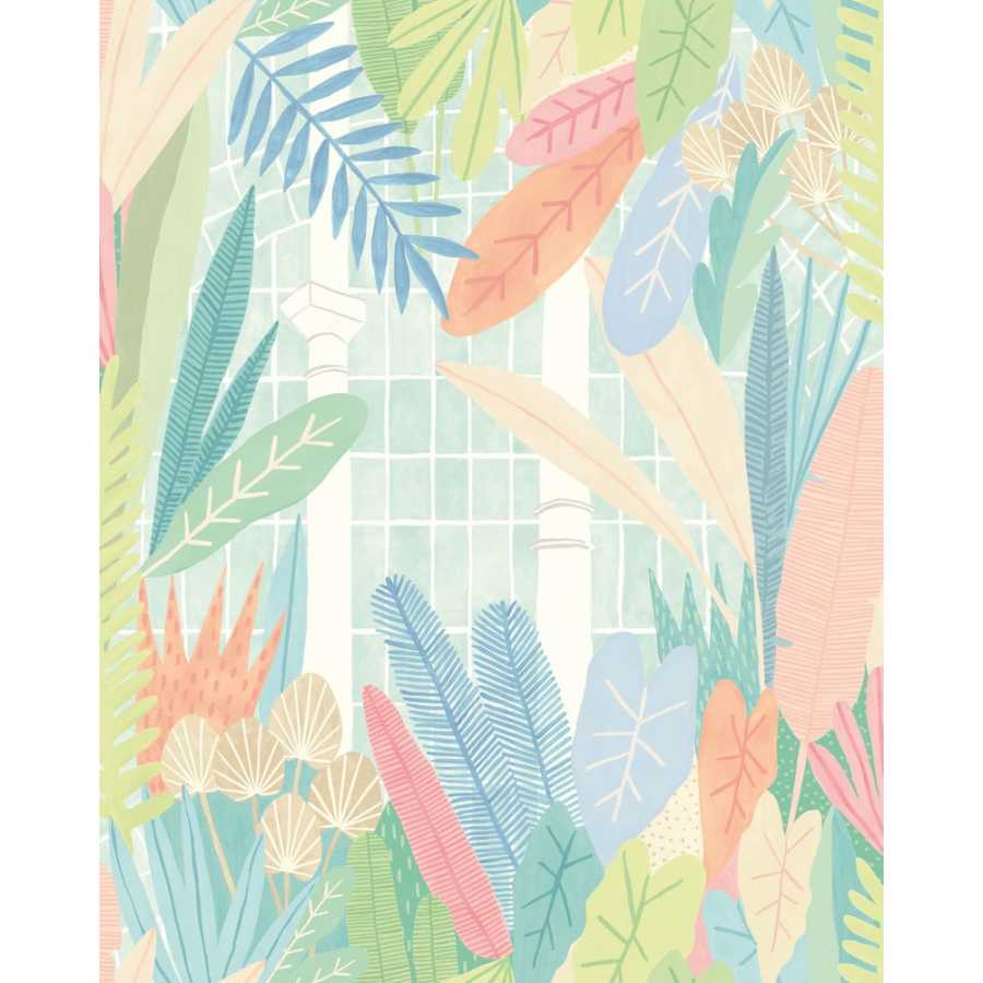 Ohpopsi Glasshouse GHS50150W Wallpaper - Coral & Mint