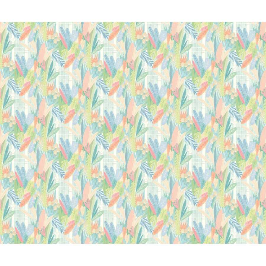 Ohpopsi Glasshouse GHS50150W Wallpaper - Coral & Mint