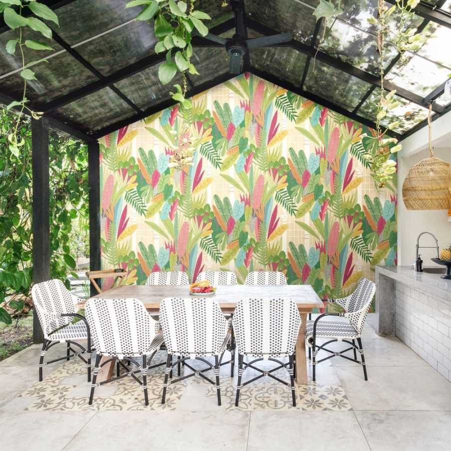 Ohpopsi Glasshouse GHS50153W Wallpaper - Emerald & Coral