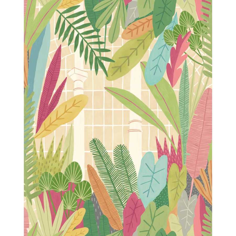 Ohpopsi Glasshouse GHS50153W Wallpaper - Emerald & Coral