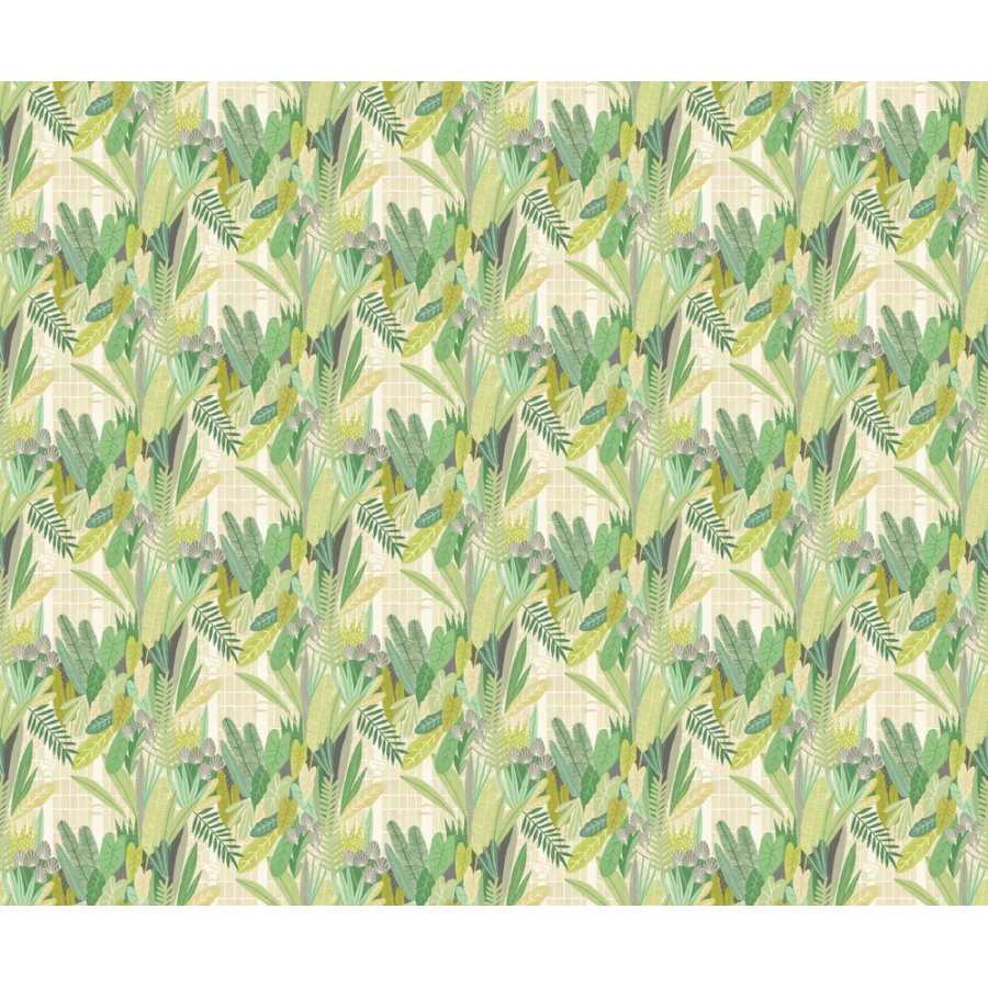 Ohpopsi Glasshouse GHS50154W Wallpaper - Sage & Chartreuse