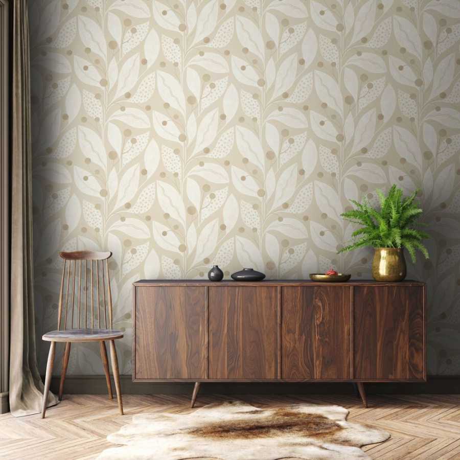 Ohpopsi Laid Bare Berry Dot LBK50105W Wallpaper - Flax