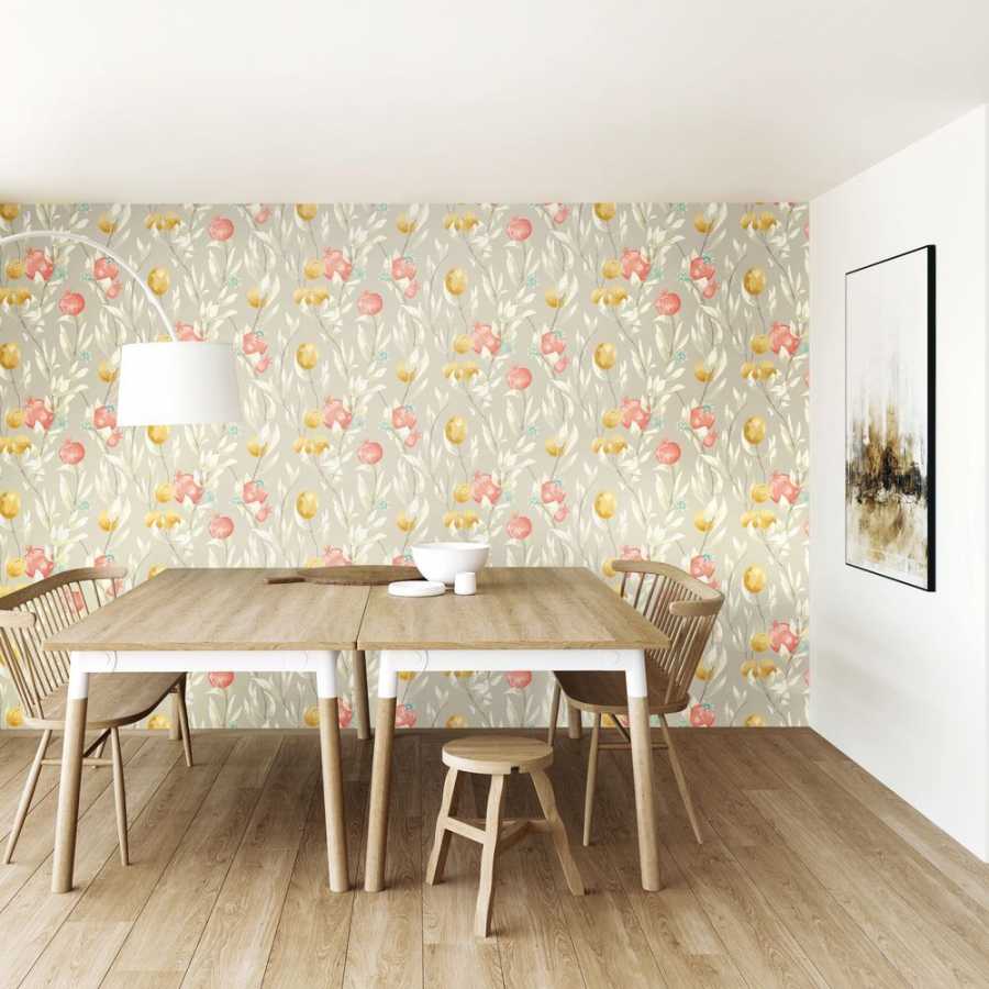 Ohpopsi Laid Bare Pomegranate Trail LBK50108W Wallpaper - Parchment