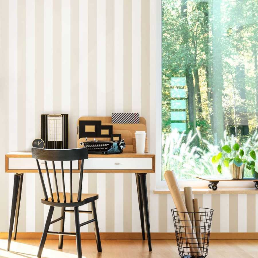 Ohpopsi Laid Bare Bloc Stripe LBK50113W Wallpaper - Porcelain