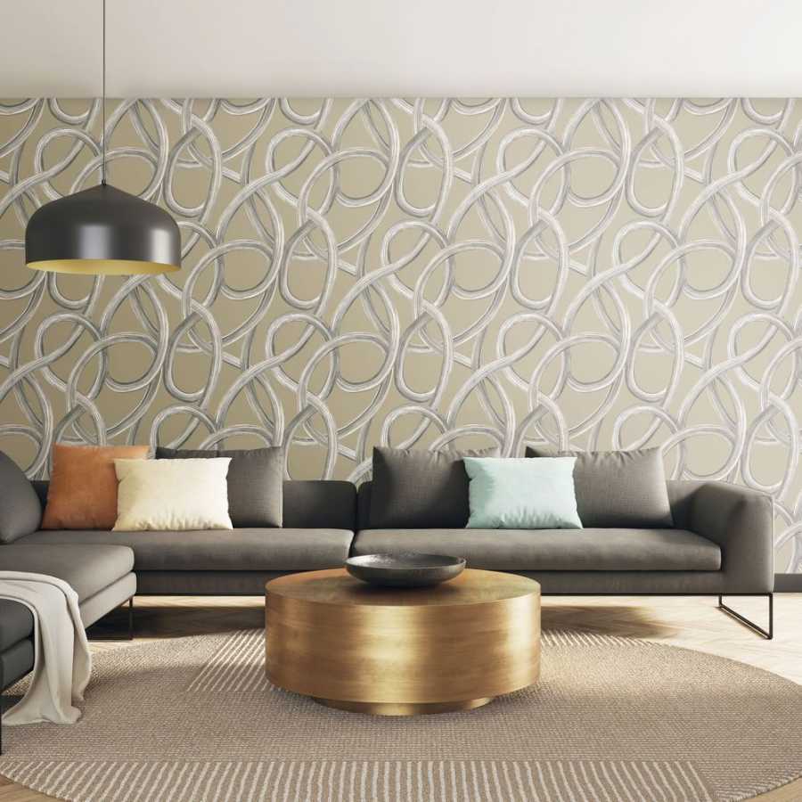 Ohpopsi Laid Bare Twisted Geo LBK50117W Wallpaper - Stone