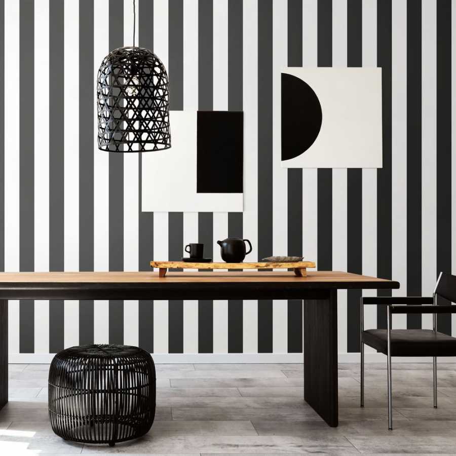 Ohpopsi Laid Bare Bloc Stripe LBK50123W Wallpaper - Midnight