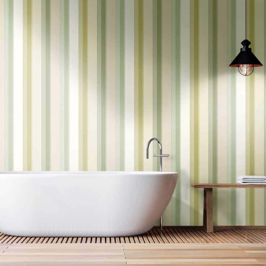 Ohpopsi Laid Bare Multi Stripe LBK50139W Wallpaper - Pistachio Mix