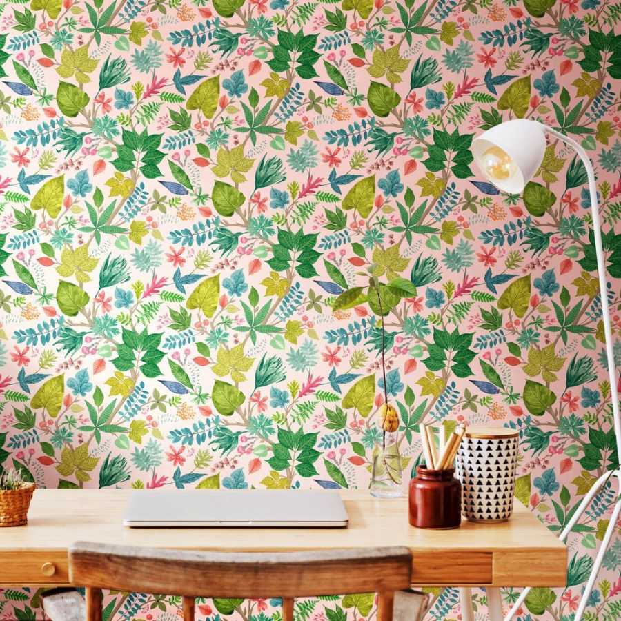 Ohpopsi Riches of Nature Lush Leaves RON50117W Wallpaper - Watermelon