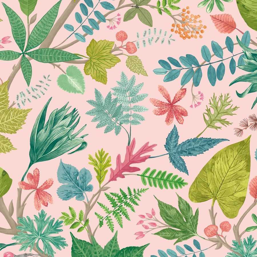 Ohpopsi Riches of Nature Lush Leaves RON50117W Wallpaper - Watermelon