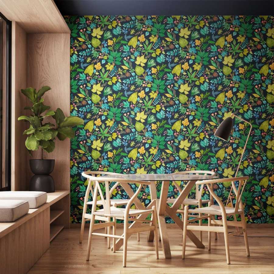 Ohpopsi Riches of Nature Lush Leaves RON50118W Wallpaper - Midnight Garden