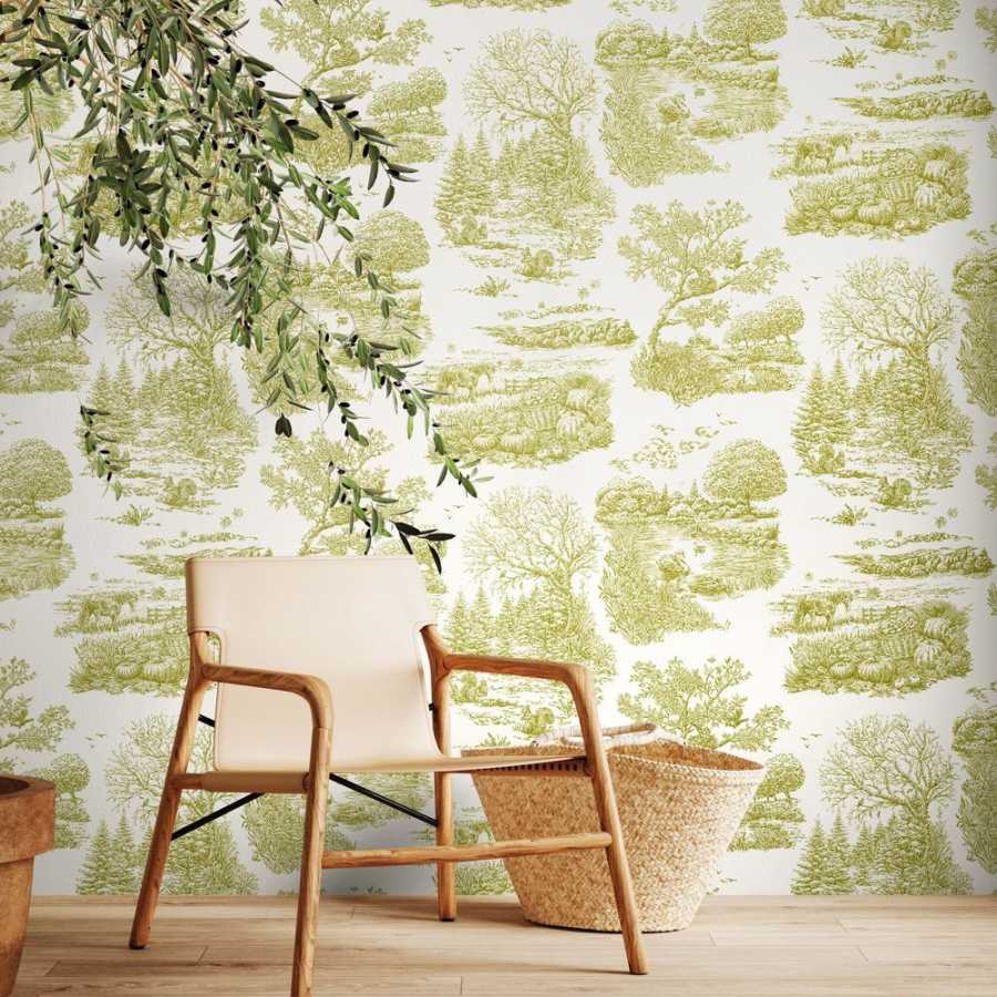 Ohpopsi Riches of Nature Eve Toile RON50123W Wallpaper - Olive