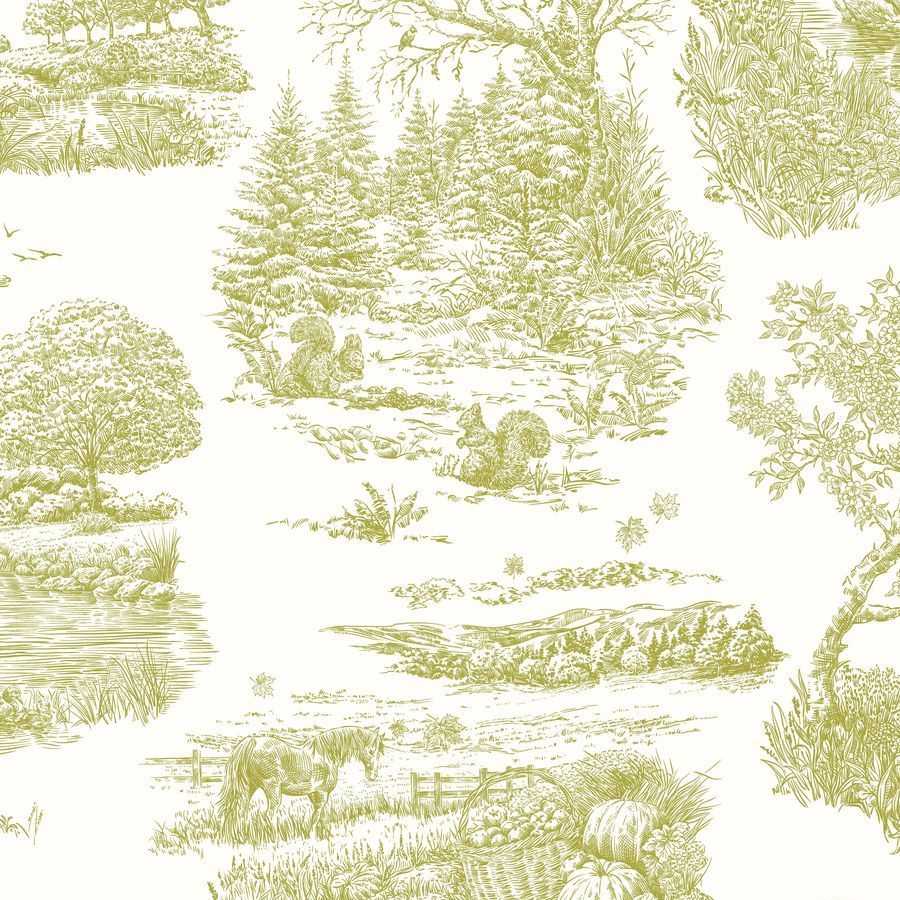 Ohpopsi Riches of Nature Eve Toile RON50123W Wallpaper - Olive