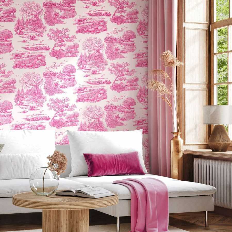 Ohpopsi Riches of Nature Eve Toile RON50128W Wallpaper - Magenta