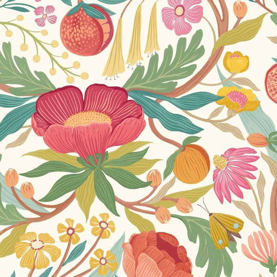 Ohpopsi Riches of Nature Clementine RON50145W Wallpaper - Lipstick & Olive