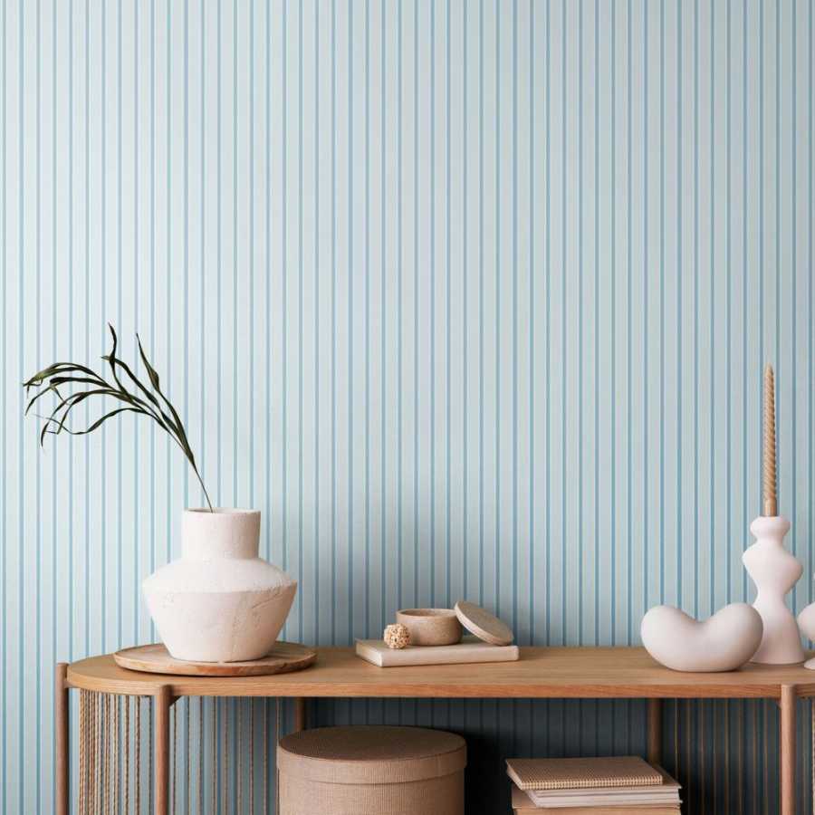 Ohpopsi Simply Stripes Ticking Stripe SIS50117W Wallpaper - Wedgewood