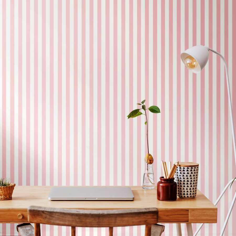 Ohpopsi Simply Stripes Candy Stripe SIS50121W Wallpaper - Rose