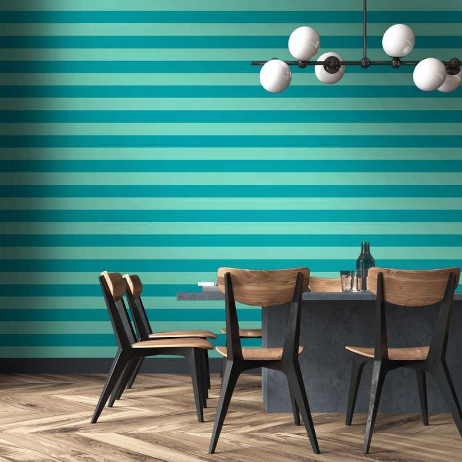 Ohpopsi So Stripey Bloc Stripe STR50117W Wallpaper - Rich Teal