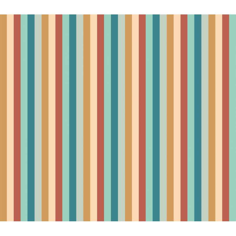 Ohpopsi So Stripey Rainbow Bloc STR50121W Wallpaper - Teal Mix