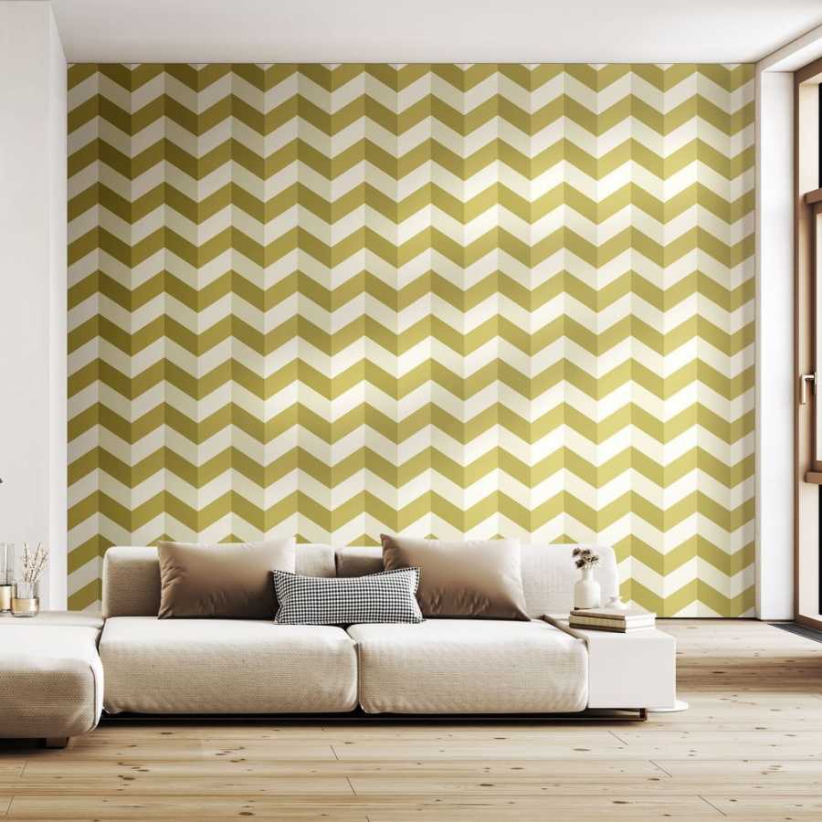 Ohpopsi So Stripey Illusion Chevron STR50129W Wallpaper - Olive Twist