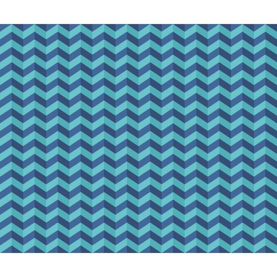 Ohpopsi So Stripey Illusion Chevron STR50131W Wallpaper - Cerulean Mix