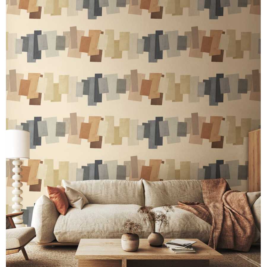 Ohpopsi OFFSET BLOCKS FRA50153W Wallpaper - GINGERBREAD LATTE Lifestyle