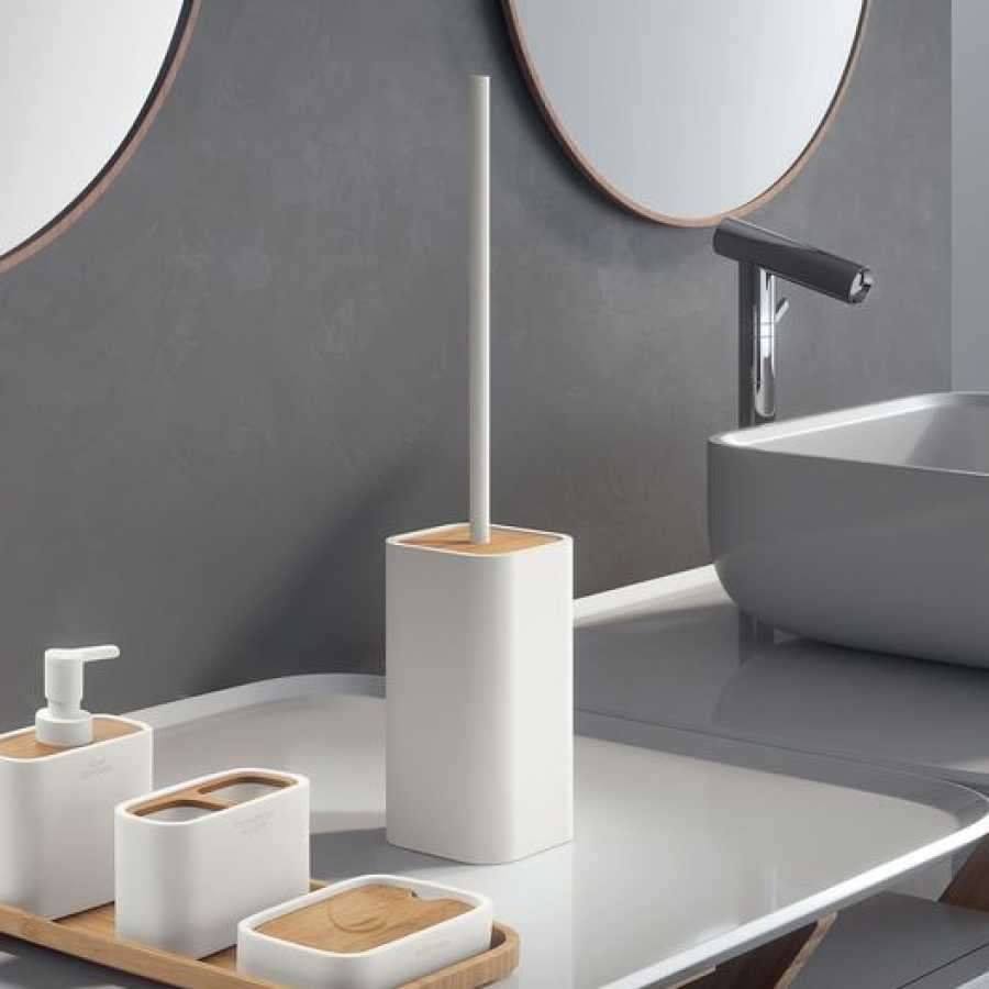 Gedy Ninfea Toilet Brush - White & Bamboo