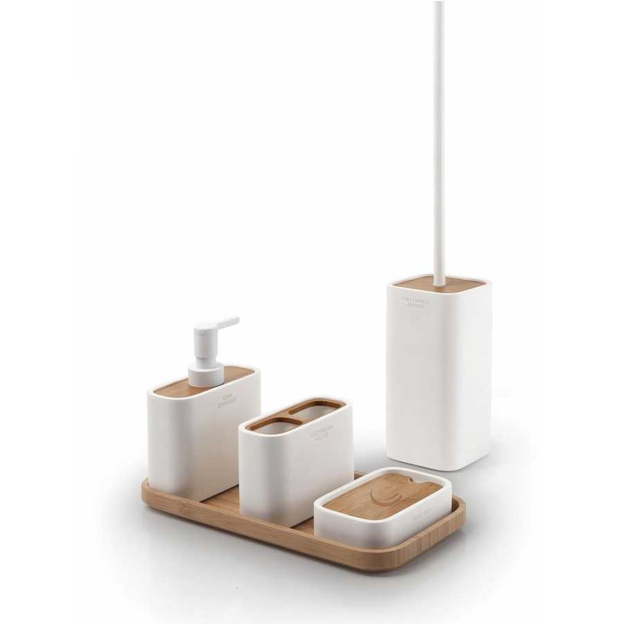 Gedy Ninfea Toothbrush Holder - White & Bamboo