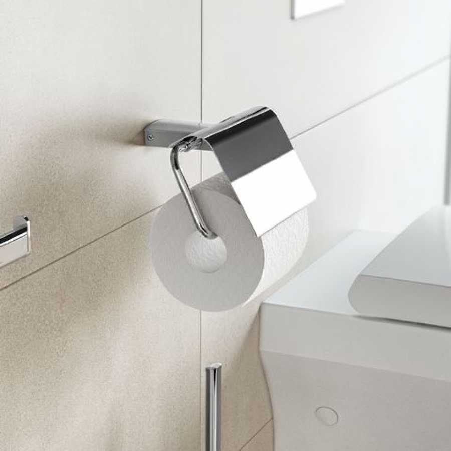 Sonia S6 Toilet Roll Holder With Flap - Chrome