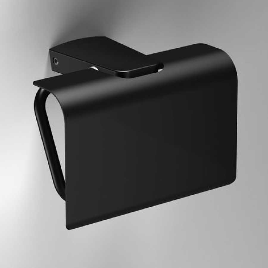 Sonia S6 Toilet Roll Holder With Flap - Black