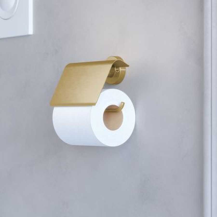 Sonia Tecno Project Toilet Roll Holder With Flap - Brushed Brass