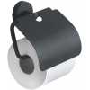 Gedy Eros Toilet Roll Holder With Flap - Black