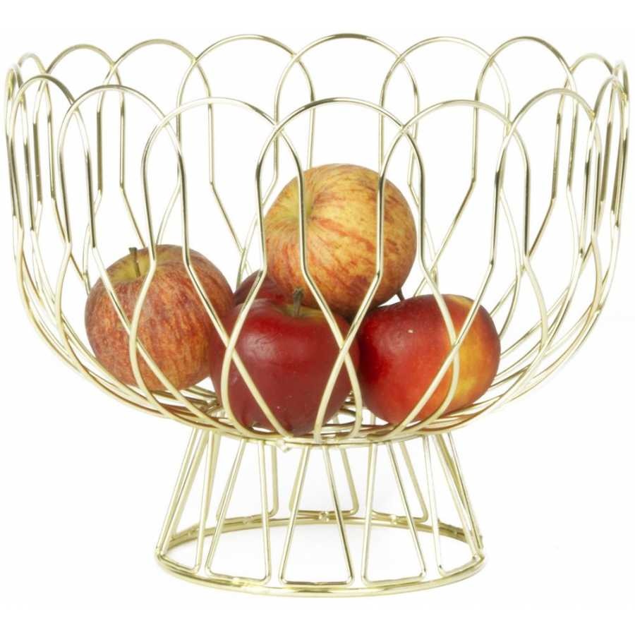Present Time Wired Fruit Bowl - Gold Plated