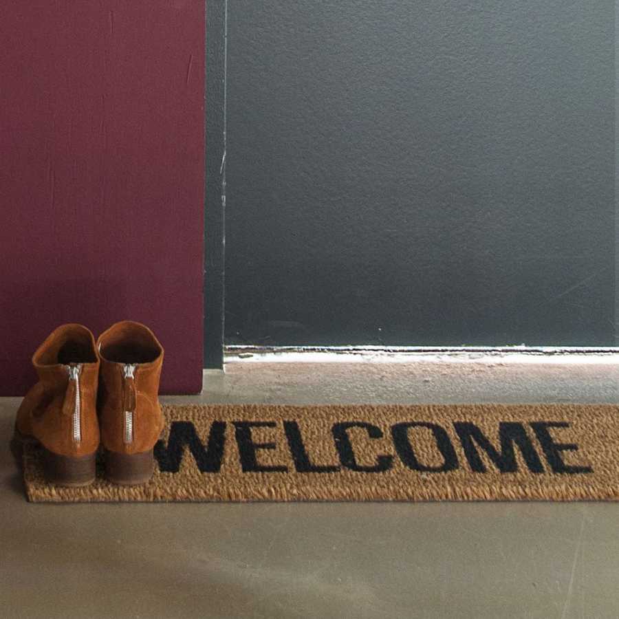 Present Time Welcome Doormat - Black