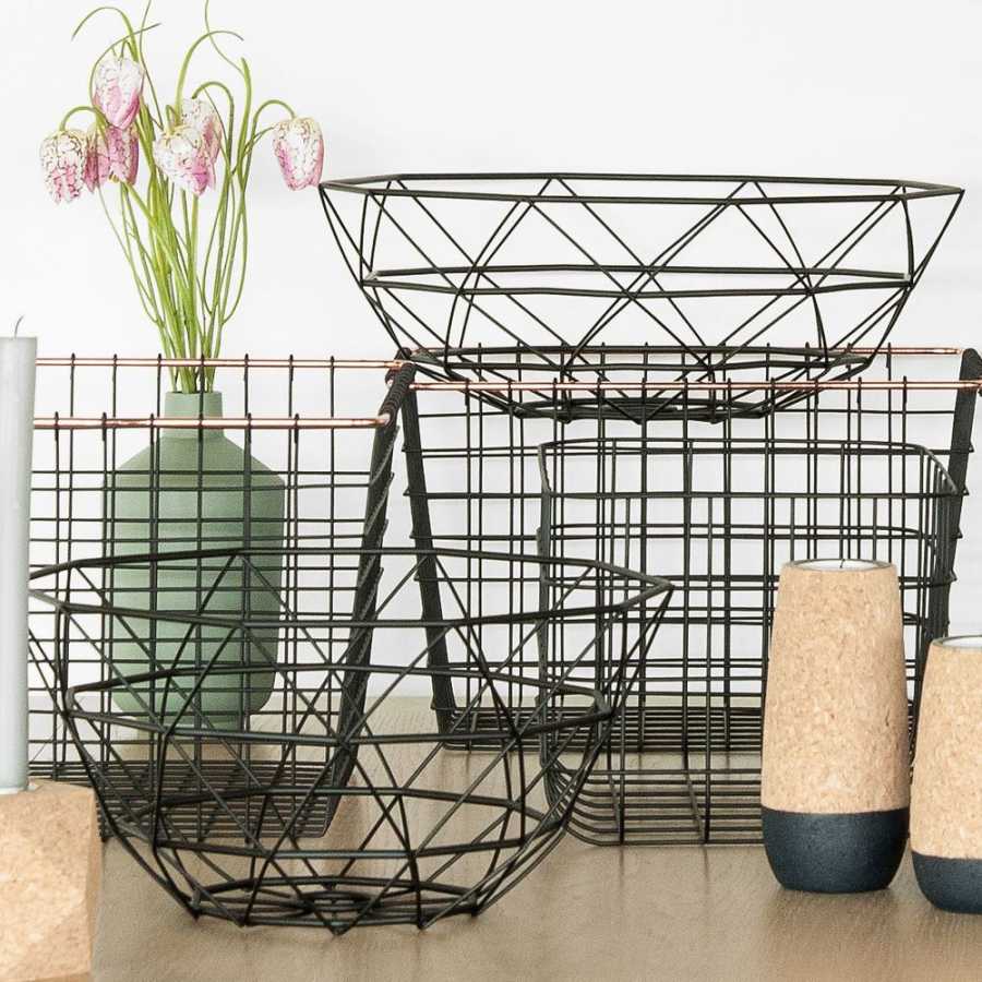 Present Time Diamond Cut Basket - Black