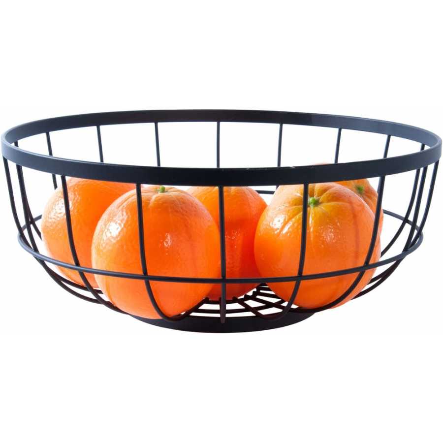 Present Time Open Grid Fruit Basket - Black