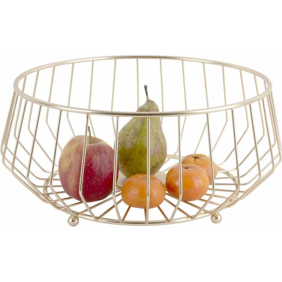 Present Time Linea Kink Fruit Basket - Gold Plated - Small