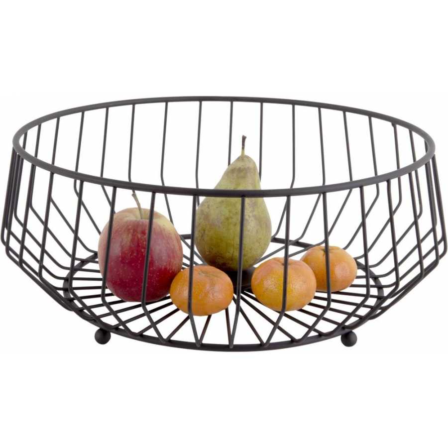 Present Time Linea Kink Fruit Basket - Black - Large
