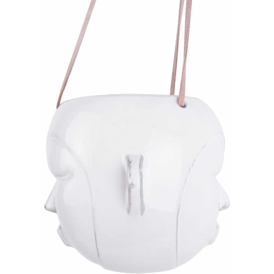 Present Time Mask Round Hanging Plant Pot - White