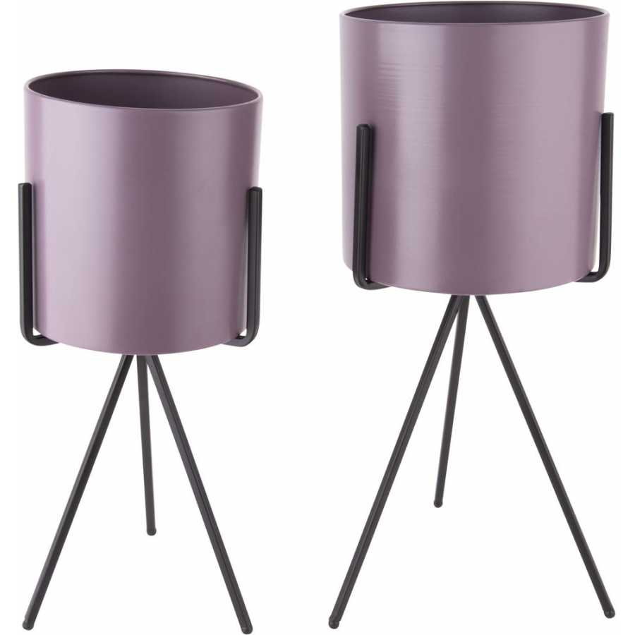 Present Time Pedestal Plant Stands - Set of 2 - Dark Purple - Large