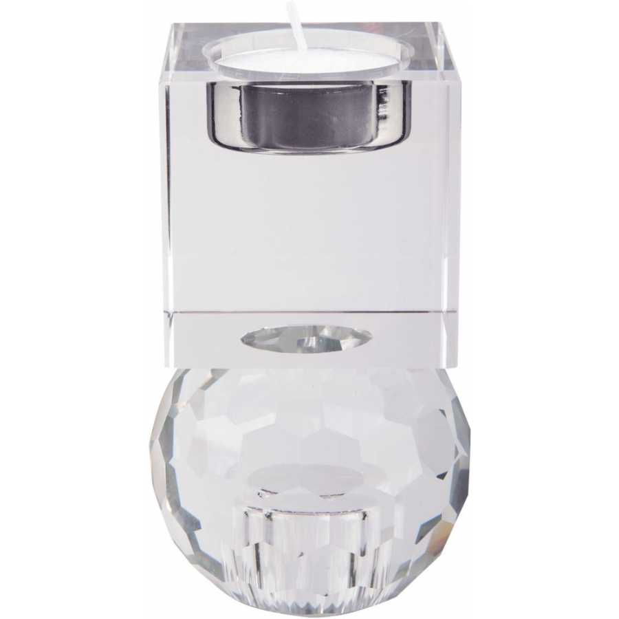 Present Time Crystal Art Square Candle Holder - Clear