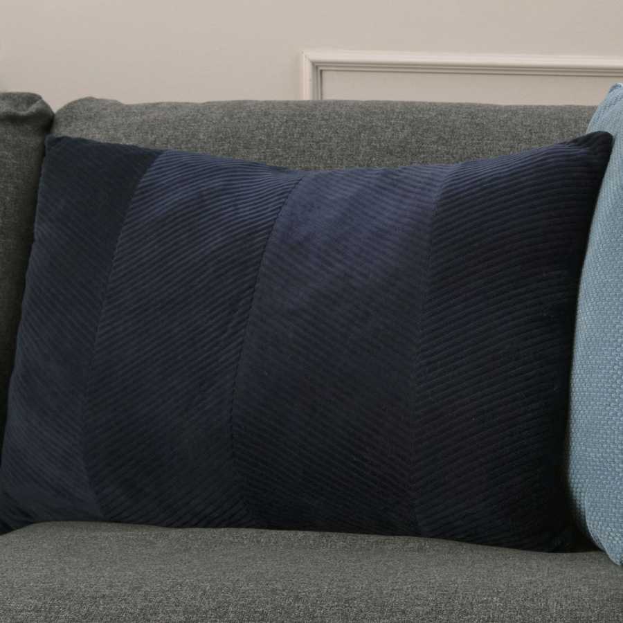 Present Time Ribbed Cushion - Dark Blue