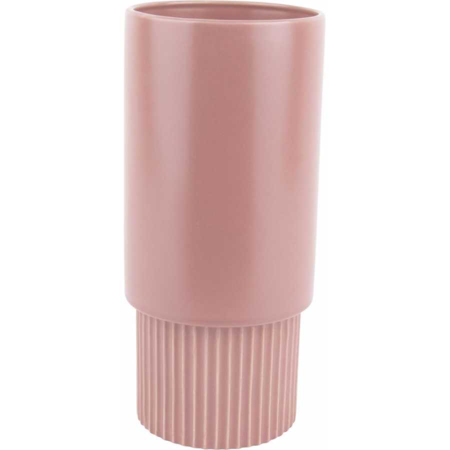 Present Time Ribbed Tall Plant Pot - Faded Pink