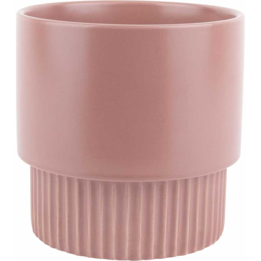 Present Time Ribbed Plant Pot - Faded Pink - Large