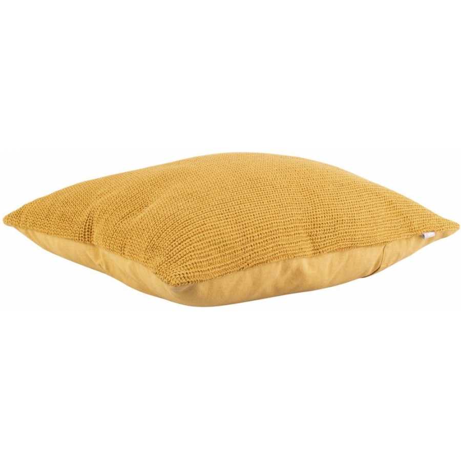 Present Time Knitted Lines Cushion - Mustard Yellow