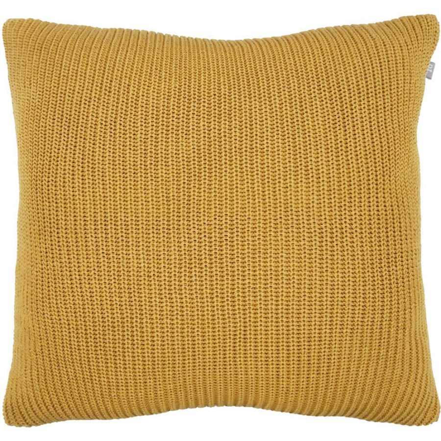 Present Time Knitted Lines Cushion - Mustard Yellow