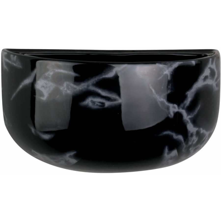 Present Time Oval Wide Wall Planter - Black Marble Print